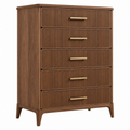 Cassettiera 80 x 45 x 120 cm in legno marrone con 5 cassetti stile moderno