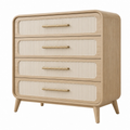Cassettiera 90 x 45 x 110 cm in legno beige con 4 cassetti stile moderno