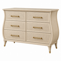 Cassettiera 150 x 50 x 90 cm in legno beige con 6 cassetti stile classico