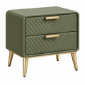 Comodino 60 x 40 x 60 cm verde in ecopelle con 2 cassetti stile moderno