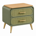 Comodino 50 x 40 x 55 cm verde con piano in legno e due cassetti stile retrò