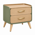 Comodino 50 x 40 x 60 cm in legno verde e naturale con 2 cassetti stile moderno
