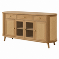 Credenza 160 x 45 x 85 cm in legno naturale e rattan - mobile contenitore stile retrò