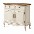 Credenza 100 x 45 x 95 cm in legno crema e marrone stile classico con 2 ante e 2 cassetti