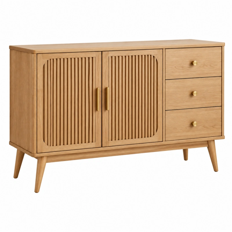 Credenza 120 x 40 x 80 cm in legno marrone con 2 ante e 3 cassetti stile retrò