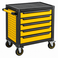 Carrello portautensili 77 x 46 x 95 cm in acciaio nero e giallo con 5 cassetti e ruote
