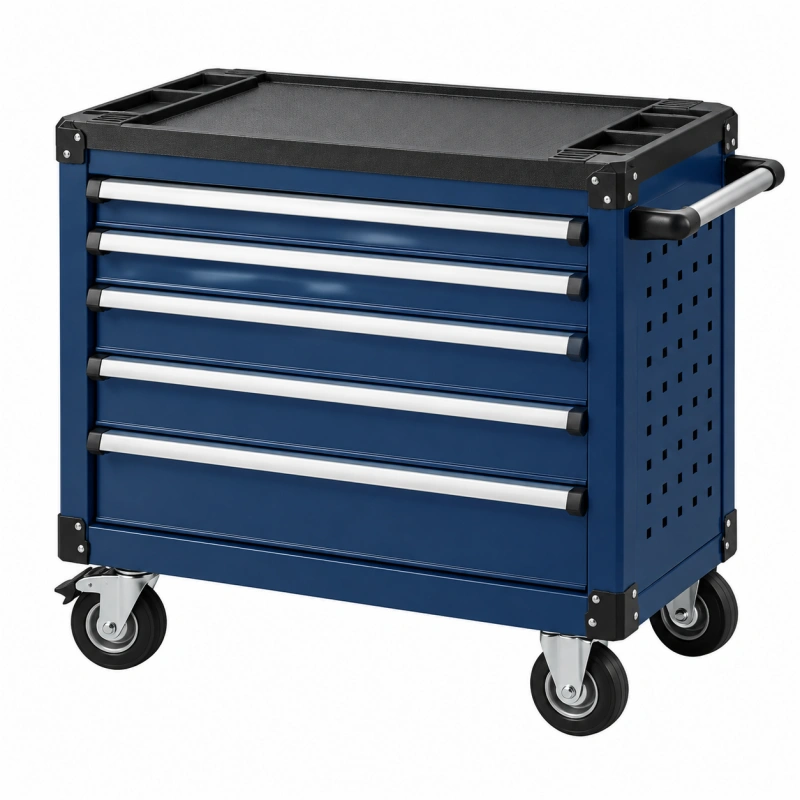Carrello portautensili 77 x 46 x 97 cm in acciaio blu con 6 cassetti e ruote