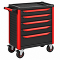 Carrello portautensili 80 x 48 x 96 cm in acciaio nero e rosso con 5 cassetti
