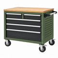 Carrello portautensili 80 x 45 x 90 cm in acciaio verde con piano in legno e 5 cassetti