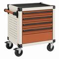 Carrello portautensili 80 x 45 x 95 cm in acciaio bianco e arancione con 5 cassetti e ruote