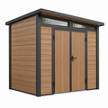 Capanno da giardino 200 x 150 x 210 cm in legno composito marrone con telaio nero - deposito da esterno