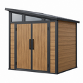 Casetta da giardino 200x150x200 cm effetto legno marrone con struttura nera e doppia porta