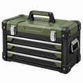 Cassetta portautensili 50 x 25 x 30 cm verde e nero in plastica con 3 cassetti e maniglia